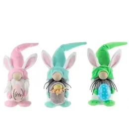 Easter Bunny Gnomes Färgglada plyschfest Favor Rabbit Gnome Hug Eggs Soft Dwarfs Spring Day Decorations BB1221