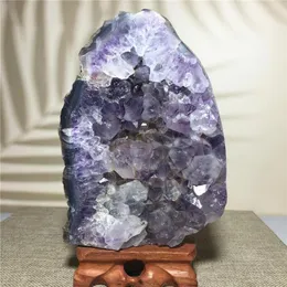 Dekoratif Figürinler Doğal Akik Ametist Geode Kuvars Kristalleri Örnek Süsleme Ev Mobilya Dekorasyon Noktası Druzy Stone ve Reiki