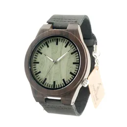 BOBO Bird B14 Vintage Träklockor Fasgion Style Wristwatch For Men Green Dial Face kommer att vara gåva för vänner243w