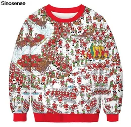 Sweater feo navideño 3D Santa Claus sudadera con capucha impresa Hombres Mujeres de la ropa de invierno Autumn Winter Sweaters Jumpers Tops ME1512350