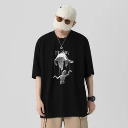 Herr t-skjortor grafisk t-shirt m￤n ￶verdimensionerad skjorta bomull basket tryck tv￤ttade toppar tee hajuku streetwear hip hop tshirt sommar vintage