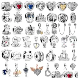 Gümüş Sier Renk Şanslı Kedi Güvenlik Zinciri Köpek Pençe Taç Baykuş Aşk Kolye Fit Pandora Charms Bilezikler DIY Kadınlar Orijinal Boncuklar Jewelr Dhqme