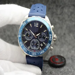 2021 44mm Quartz Chronograph Date Mens Watches Grey Dial Rostfritt stålarmband Fixat ram med en toppring som visar takymeter M234S