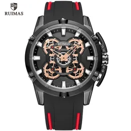 2020 Ruimas Luxury Men'sQuartz Watches Luxury Army Sports Wristwtach Man Black Silicone Strap Waterproof Watch 547250S