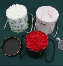 Hug Bucket Round Flower Paper Box and Soap Flower Packing Set Fresh Flower Gift Box Party Wedding Gift Storage Box Florist Supplies