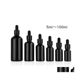 Storage Bottles Jars 5100Ml Glass Dropper Bottle Black Cosmetic Packaging Container Per Vials Refillable Serum Essential Oil Drop Dhj3T