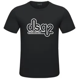 DSQ2 coton sergé tissu été coton à manches courtes t-shirt bas chemise lâche mode demi manches haut imprimé col rond polyvalent