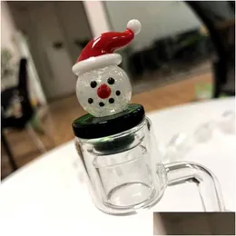 Rauchen von Pfeifen, Wasserpfeifen, Schneemann, niedliche Glas-Carb-Kappen für Bong-Banger, DAB-Rigs, Little-Cap-Zubehör, DCC06, Drop-Lieferung, Hausgarten, Dhw0F