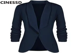 Women039 Suit Blazers Cinessd Office Lady Coat Solido maniche lunghe Cardigan Abito casual Sue