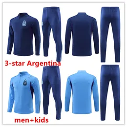 2022 3-Star Argentina Tracksuit Soccer Jersey Training Suit Football Shirt Maradona Di Maria 22 23 Men Kids Kit Tracksuit Set Uniforms