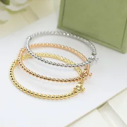 Bracelets Bangle Brand Designer Perlee Copper Bead Charm Three Colors Rose Yellow White Gold Bangles para mujeres con regalo