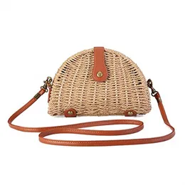 Small Straw Crossbody Bag Womens Semicircle Rattan Purse Shoulder Bag for Beach Travel and Everyday Use324y