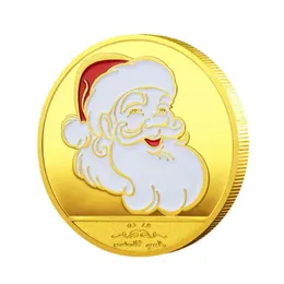 Artes e artesanato Papai Noel Claus Desejando moeda colecionável Gold plaqueada de ouro Coleção do Polo Norte Presente Feliz Natal Comemorativo F DH69L