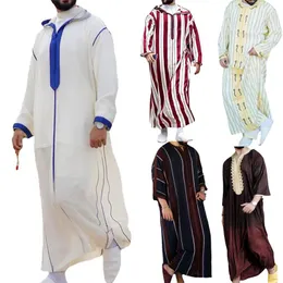 Etniska kläder Muslim Jubba Thobe Kläder Herr Luvtröja Ramadan Robe Kaftan Abaya Dubai Turkiet Islamisk Man Fritidskläder Lös