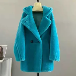 Kvinnor Wool Coat Designer Windproof Jacket Winter Warm Parker Coats High Edition förtjockad Teddy V-ringning Vindbrytare Temperament Slim Dress