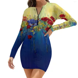 Casual Dresses Girls College Style 3Dl Streaming Sands Colorful Printing Women's Long Sleeve Slim Short Skirt Versatile Hip