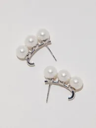 Stud Earrings LONDANY Vintage Curved Pearl Female Fashion 925 Silver Needle