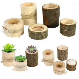 Titulares de vela 1pcs de madeira castiçal redondo base base DIY DIY Casamento Rústico Festa de festas Decorações de planta suculenta vaso de flores