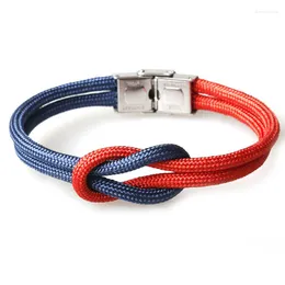 Braccialetti con ciondoli Alta qualità Uomo Donna Nylon Corde Infinity Knot Bracciale Fold Over Clasp Navy Style Amicizia Gioielli Pulseras SL060