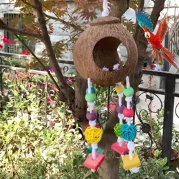 لوازم الطيور الأخرى لدغة الببغاء لعبة لافتة للنظر قفص متعدد الألوان مقاومة ثلاث اتجاهات الكرة الدمعة الخشبية