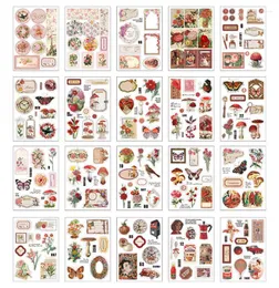 Gift Wrap Vintage Diy Scrapbook Sticker Book for Journaling 20 Sheets/168pcs Waterproof Nature Floral Butterfly Stickers Scrapbooking