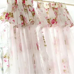 Kurtyna księżniczka 2 warstwy bawełniane zasłony pasterskie koreańskie koronkowe marszczenie do sypialni/salonu romantyczne kwiatowe 2Panelle
