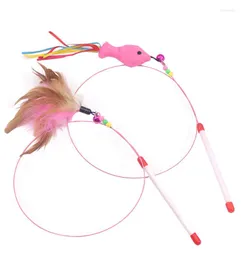 Cat Toys 1PC Feather Kitten Funny Colorful Rod Wand Plastic Pet Interactive Stick Supplies