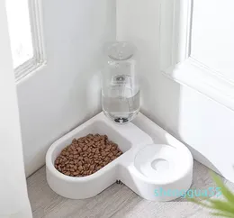 Dubbele 2022 Feeder Automatisch water Drink Pet Dog Cat Fountain en roestvrijstalen voedselkommen Design voor hondenkatten RRA11815