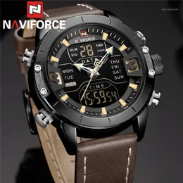 Naviforce Men مشاهدة أعلى Wristwatch الرياضية LED التناظرية الكوارتز الكوارتز الذكور Clock Relogio Maschulino 91531245N