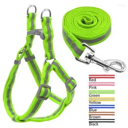 Collari per cani 5 colori Guinzaglio per imbracatura riflettente in nylon Set di guinzagli per cani di taglia piccola e media Animali domestici Pug Puppy Chihuahua Yorkie Teddy Guinzagli S M L