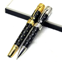 Top High Quality Pen Limited Edition Elizabeth Black Metal Rollerball Fountain Pens Business Business Materiały biurowe z numerem diamentu i seryjnym