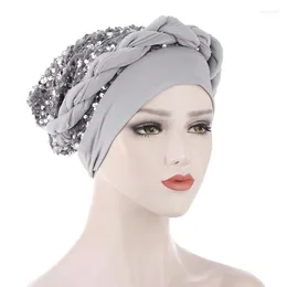 Etniska kläder 2022 Rhinestone Turban Africain Femme Glitter Elastic Muslim Hijab Bonnet Women Head Wraps Braids Turbante Mujer Auto Gele