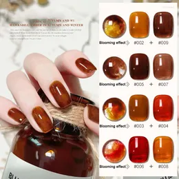 Nail Gel Polish 8ml Amber 세트 Mabase Top Coat Soak Off UV 반 영구 광택 디자인 아트