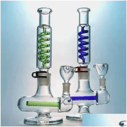 Tubi di fumo Narghilè da 11 pollici Inline Perc Oil Rig Fashion Water Glass Bong Diffuso Downstem Dab Rigs 18Mm Joint Condenser Coil Ill Dhhf9