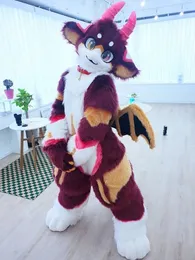 2022 Furry Fursuit Kawaii Horn Dragon Mascot Costume Teen Suit Halloween Carnival Party Dress-up Cat Dog Fox Mascot Outfit