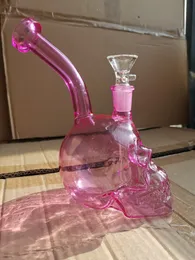 Skull Glass Bong Hookahs Shisha Downstem Perc 14mm Bowl Smoking Glass Pipe Thick Water Bongs Dab Rigs