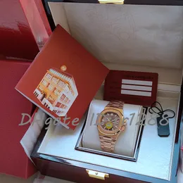 Relógio masculino U1F 40mm 5711/1A-018 mostrador ouro rosa Calendário clássico Relógios masculinos Safira Luminoso Relógios de pulso CAL.324SC Movimento Transparente Caixa original