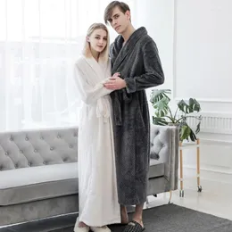 Women's Sleepwear Winter Thicken Couples Flannel Pajamas Extra Long Warm Women Terry Bathrobe Kimono Bath Robe Night Dressing Gown Men