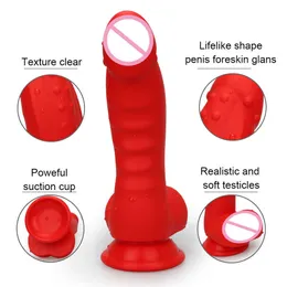 Beauty Items Red Dildo Anal sexy-toys Masturbator For Woman Gay Liquid Silicone Dildos Suction Cup Butt Plug Anus sexy Toys Vagina Stimulator