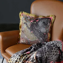 Kissenbedeckung Elegant Quaste Doppelseitig Druckwurf Kissen Licht Luxusdekoration Leopard Wohnzimmer Sofa Quadratkissen Taille 22122