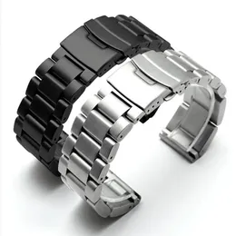 22 24 26mm Watchband Men tjock rent fast rostfritt stål Borstat Watch Band Rem distribution Buckle Armband Tools261C