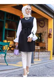 Ethnische Kleidung Tunika Schwarz Dubai Türkei Kaftan Abaya Muslimische Kleider Vestido Islamisch Große Größe