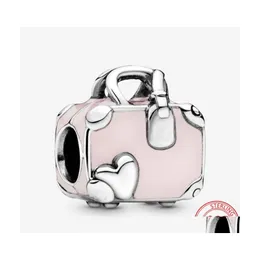 기타 Real 925 Sterling Sier Passport Pink Travel Bag Charm Pendant Fit Original M Bracelet Jewelry Drop Delivery DHDK0
