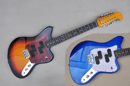 Factory Custom Tobacco Sunburst Metal Blue Electric Guitar com Pickguard Red 12 Strings Chrome Hardwear Rosewood Fartbond 21 Trets pode ser personalizado