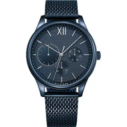 Mäns rostfritt stål klockor Th1791421 Multifonction Bleu Mesh Strap 44mm Casual Watch291p