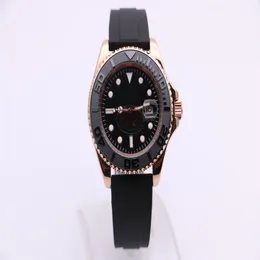 Men's Mechanical Watch 268655 Business Fashion Modern Ceramic Circle Sapphire Mirror Black Surface Rubber Strap Gold Case214w