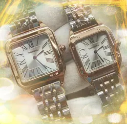 Роскошные простые квадратные римские циферблаты наблюдают за мужчинами и женщинами импортировали кварцевое движение два булавки из нержавеющей стали супер популярные дамы элегантные браслетные часы