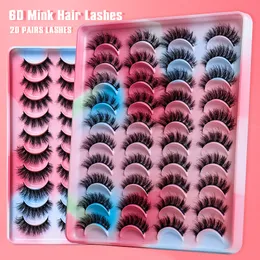 Wholesale Hand Made Faux Mink False Eyelashes 20 Pairs European USA Fashion 6D Thick Fluffy Curl Natural Look Large Eye Lashes