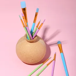 10pcs/set renk yağlı boya fırçası cadılar bayramı boyalı makyaj fırçası set ahşap kalem sanatçısı fırçalar sanat malzemeleri kırtasiye