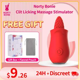 Articles de beauté Norty Bonie puissant stimulateur de Massage léchage de clitoris vibrateur en Silicone point G avec langue jouets sexy pour femme
